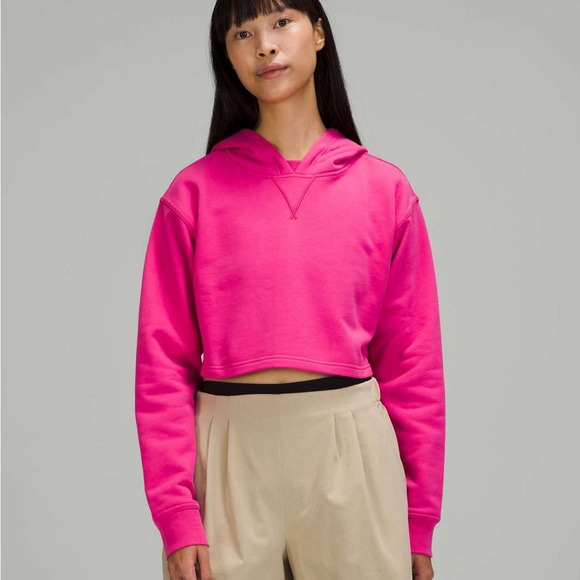 Lululemon All Yours Cropped Hoodie- Sonic Pink size 14 - Picture 1 of 4